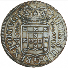 D. Pedro II Cruzado (400 Réis) 1690 Porto (PPPP), prata